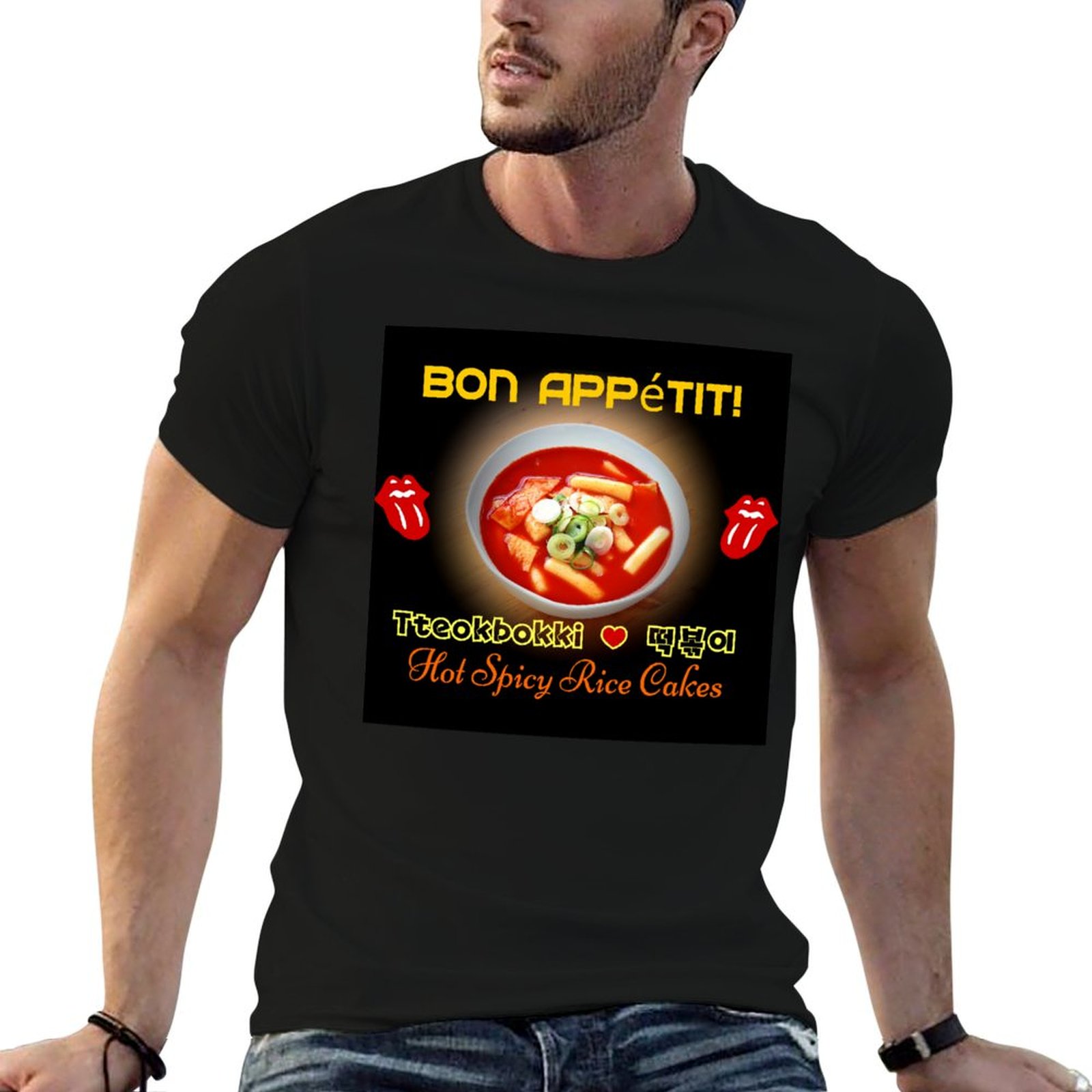 Tteokbokki Rice Cake - ? เสื้อยืดท็อกบกกี-ฮอตแอนด์สไปซี่ ขนมข้าวเกาหลี ไซส์ใหญ่ ทรงหลวม แขนสั้น