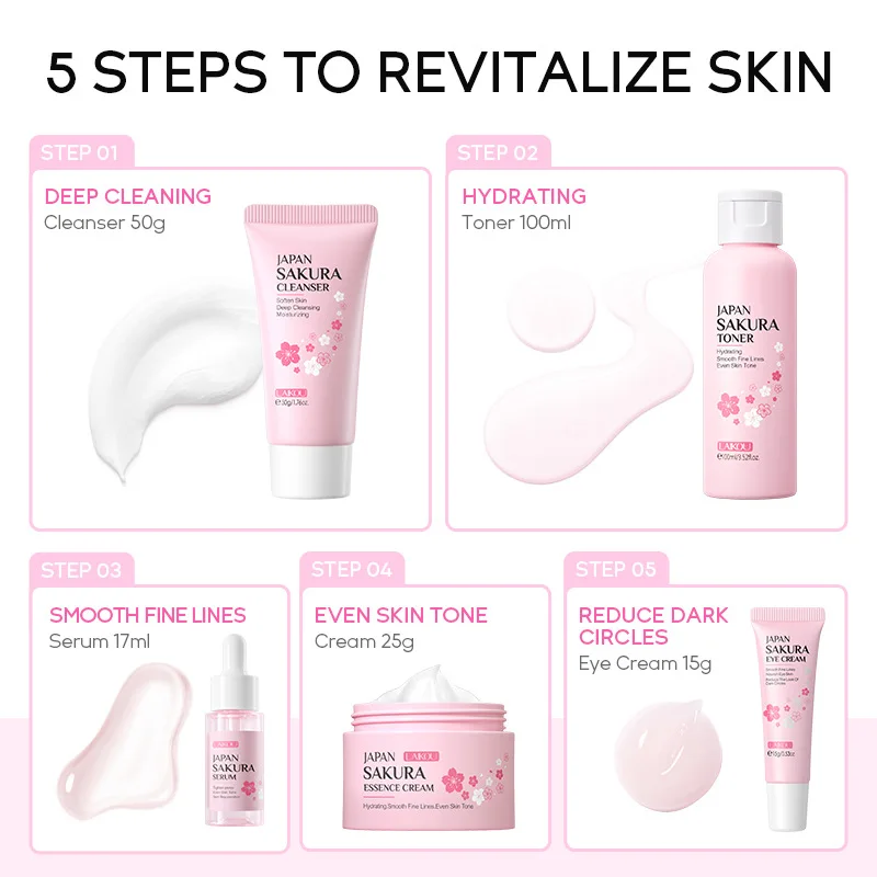 LAIKOU ชุดผลิตภัณฑ์ดูแลผิวซากุ - Korean Skincare Routine บทวิจารณ์และราคา