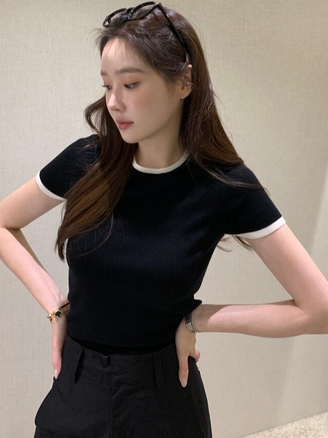 เสื้อสเวตเตอร์ถักแขนสั้นสีสันส - The Korean Lifestyle บทวิจารณ์และราคา